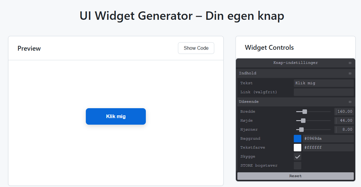 UI widget generator